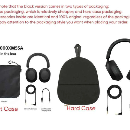 Sony WH-1000XM5 Wireless Noise Canceling Headphones 30 Hour Battery Integrated Processor V1 Soft Fit Leather 4 Microphones Black