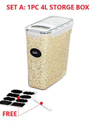 4L Cereal Storage Containers with Lids 1/2/4pcs Airtight Food Moistureproof Tank with Label Stickers Kitchen Organization Box