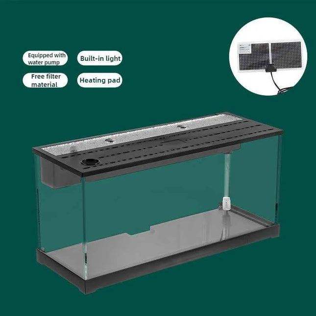 Acrylic Fish Tank with Filter Small Desktop Heating Aquarium with Light Waterfall Silent Pump Fishbowl Decoration Fish Terrarium
