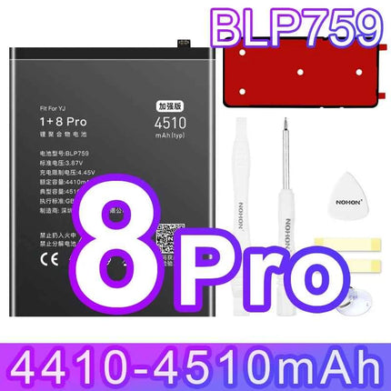 NOHON Replacement Battery for OnePlus 7T 8T 9RT 10T 12 11 9 8 7 6T 6 5T 5 7TPro Phone Batteries BLP801 BLP685 BLP745 BLP743