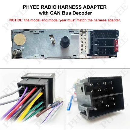 Adattatore per cablaggio con decodificatore CAN Bus, telaio per pannello radio Android 2 Din da 9 pollici per Peugeot 206 1998 - 2006, cavo a 16 pin
