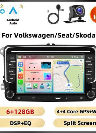 Podofo 6 + 128G 7 ''Car Stereo For VW/PASSAT/CADDY/POLO/BEETLE Multimedia Player Carplay Android Auto Type-C WIFI GPS Car Audio