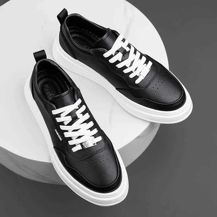 Scarpe casual da uomo in vera pelle, sneakers alla moda con lacci, comode scarpe da passeggio, calzature da skateboard maschili, tenis masculino
