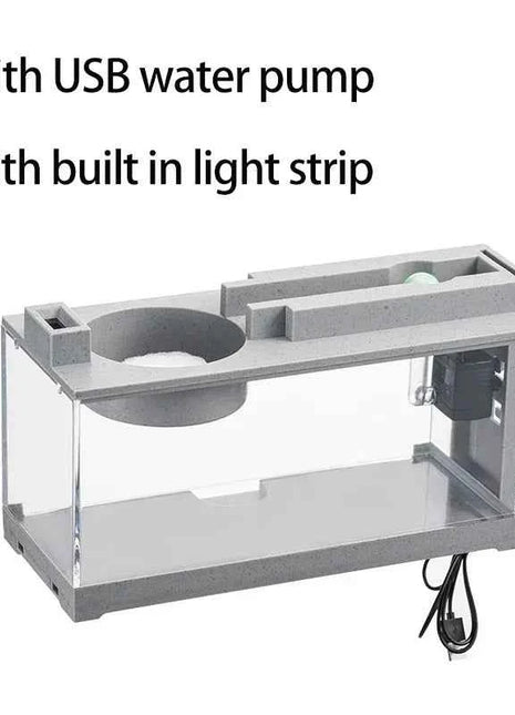 Aquarium Fish Tank Kit Built-in Oxygen Bar USB Mute Filter With Light Strip Multi-functional Office Desktop Home Ornaments Decor