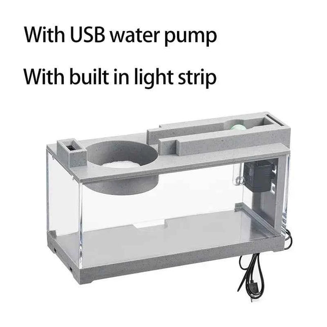 Aquarium Fish Tank Kit Built-in Oxygen Bar USB Mute Filter With Light Strip Multi-functional Office Desktop Home Ornaments Decor