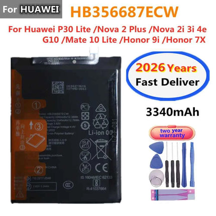 2026 Years 3340mAh HB356687ECW Battery For Huawei P30 Lite Nova 2i 3i 4e 2 Plus G10 Mate 10 Lite ,Honor 9i 7X Phone Batteries