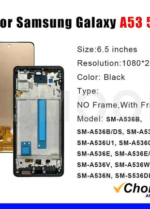 Display AMOLED per Samsung A53 5G, Schermo LCD Touch Screen Digitizer Assembly per Samsung A53 A536, Parti di Ricambio per Schermo