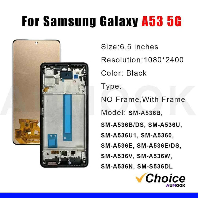 Display AMOLED per Samsung A53 5G, Schermo LCD Touch Screen Digitizer Assembly per Samsung A53 A536, Parti di Ricambio per Schermo