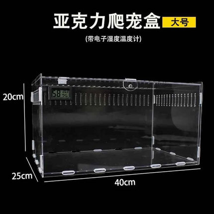 Acrylic Terrarium Enclosure With Thermometer For Reptiles And Invertebrates Desktop Display Box For Kids Gift For Hobbyists