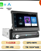 Podofo 1Din 7 ''Car Multimedia Player 8 + 128G 8Core Car Radio Carplay Android Car WIFI GPS Navigation Retractable Screen Stereo