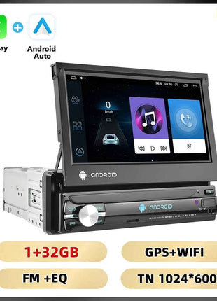 Podofo 1Din 7 ''Car Multimedia Player 8 + 128G 8Core Car Radio Carplay Android Car WIFI GPS Navigation Retractable Screen Stereo