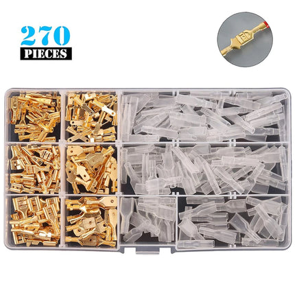 Pressato a freddo 270 Pz 2.8/4.8/6.3mm Isolato Maschio Femmina Connettore del Cavo Terminali A Crimpare Elettrici Termin Spade Assortiti Kit Box