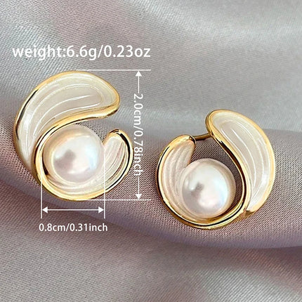 Orecchini a perno da donna Huitan, delicati, con smalto bianco, estetici, per matrimonio, fidanzamento, accessori di lusso, versatili, gioielli da festa, regalo per signora