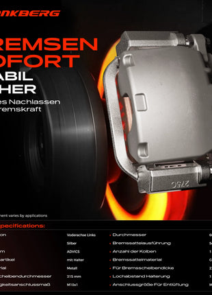 Frankberg 1x Pinza Freno Anteriore Sinistra per Suzuki Grand Vitara I FT HT 2.0L 2004-2005 5510250J00999 344162 19-B3515