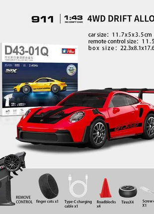 Professional 1:43 RC Drift Car with ESP Gyroscope Full Proportional Control 4WD Metal Body 2 Sets Tires for Realistic Drifting
