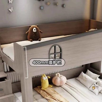Bunk bed kids with Drawer storage loft double bed Climbing stairs full frames Queen Wooden literas de 2 camas bedroom furniture