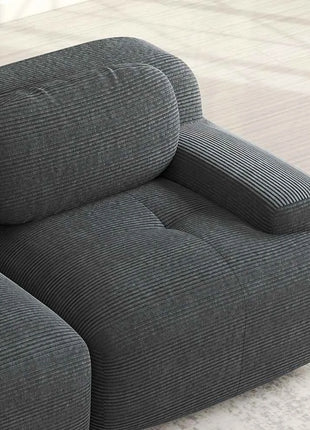 Modular Corner Cord Fabric Sofa - No Assembly Required, Extra-wide Armrests, 32D High Elastic Upholstery, Ergonomic Cozy Couch