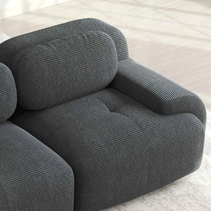 Modular Corner Cord Fabric Sofa - No Assembly Required, Extra-wide Armrests, 32D High Elastic Upholstery, Ergonomic Cozy Couch