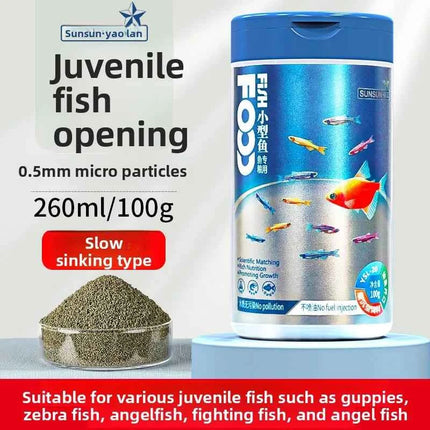 SUNSUN Premium Small Granule Fish Food for Guppies and Tetras, Color Enhancing & Complete Nutrition for Small Tropical Fish