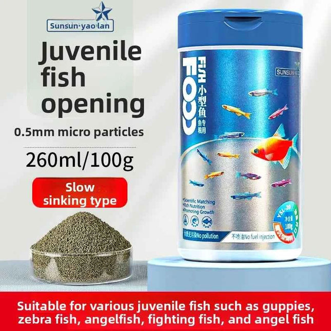 SUNSUN Premium Small Granule Fish Food for Guppies and Tetras, Color Enhancing & Complete Nutrition for Small Tropical Fish
