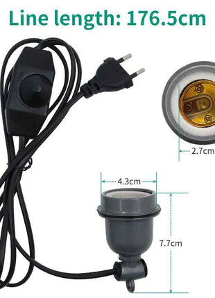 E27 Pet Reptile Heating Lamp Holder Crawling Lizard Turtle Chicken Heating Lamp Holder & Power Cord Switch Heating Lamp Socket