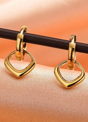 Orecchini Pendenti Huitan con Diamanti per Donna, Accessori Affascinanti in Acciaio Inossidabile per Matrimoni e Feste, Gioielli Geometrici Versatili alla Moda