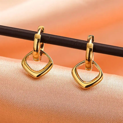 Orecchini Pendenti Huitan con Diamanti per Donna, Accessori Affascinanti in Acciaio Inossidabile per Matrimoni e Feste, Gioielli Geometrici Versatili alla Moda