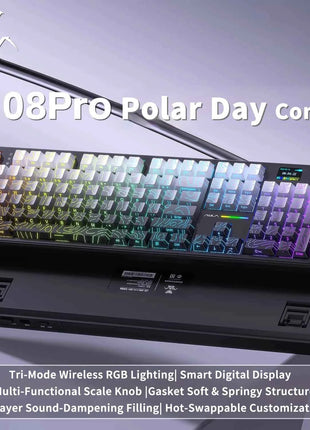 AULA F108 PRO Mechanical Keyboard Custom 100% Layout RGB Backlight Wireless Bluetooth Hifi Switch Gaming Keyboard