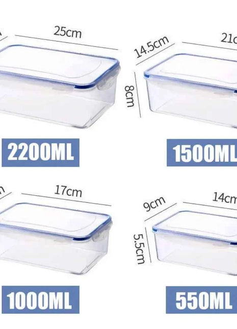 1Pc/4Pcs Refrigerator Storage Box Food Containers Plastic Fresh-Keeping Box with Lid Portable Storage Box Kitchen Organization