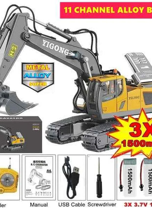 4WD Remote Control Excavator 4x4 Alloy Dump Truck Bulldozer Radio Model RC Car Construction Vehicle Toy Children Kids Gifts