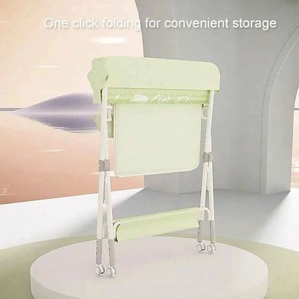 Baby Changing Table With Wheels, Portable Adjustable Height Folding Diaper Station With Nursery Organizer & Storage Rack