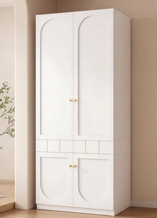 Armadio verniciato a 2 ante con cassetti, 80×50×200 cm, bianco, autoportante, per camera da letto, ampio guardaroba con maniglie in metallo solido, armadio multifunzionale, organizer robusto per la casa, guardaroba per ripo