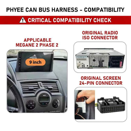 Adattatore per cablaggio Telaio pannello decodificatore CAN Bus, ritenzione display SWC PDC, P&P 16 pin Android, per Renault Megane II Fase 2