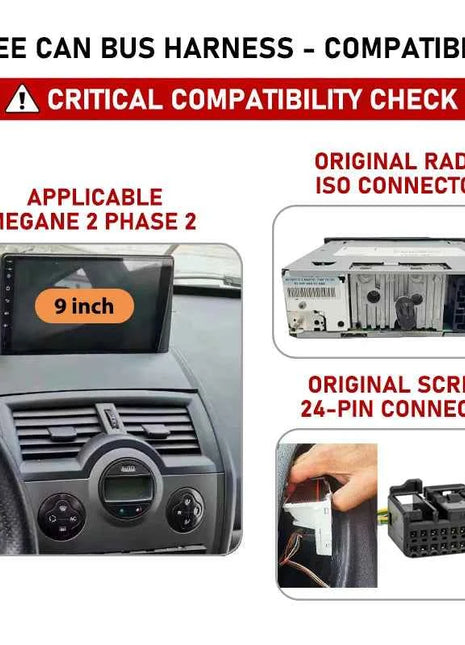 Adattatore per cablaggio Telaio pannello decodificatore CAN Bus, ritenzione display SWC PDC, P&P 16 pin Android, per Renault Megane II Fase 2