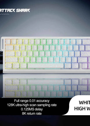 X68HE ATTACK SHARK Magnetic Gaming Keyboard Mechanical Wired for Pro Gaming 0.01mm Rapid Trigg 8000Hz SOCD/Rs 0.125ms 128K Rate