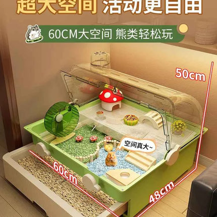 Hamster cage special oversized luxury villa golden bear wintering double-layer transparent basic cage flower branch mouse feedin