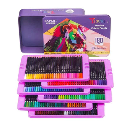 180 Colors Oily Color Pencil Set Iron Gift Box Painting Coloring Pencil Art Creation Set Drawing Pencil School Art Set Gift