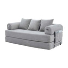 Folding Compression Sofa with Metal Frame, Side Pockets Plus 3 Pillows. Freely Configurable. Modern Metal-fabric Combination
