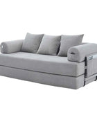 Folding Compression Sofa with Metal Frame, Side Pockets Plus 3 Pillows. Freely Configurable. Modern Metal-fabric Combination