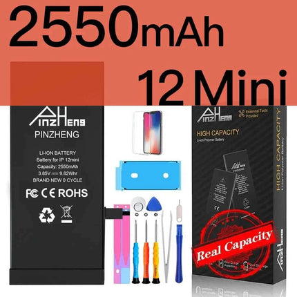 PINZHENG Real High Capacity Battery For iPhone X XR XS Max 12 13 Mini Pro Max 11 Pro Max Replacement Bateria Warranty One Year