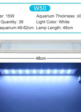 Aquarium LED Light Super Slim Fish Tank Aquatic Plant Grow Lighting Waterproof Bright Clip Lamp Blue LED 18-72cm for Plants 220v