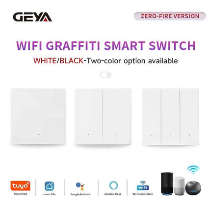 GEYA GSW6-S 1/2/3gang 86-Type Push-Button WiFi Smart Switch (Line-Neutral Version) - Wall Switch