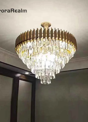 AuroraRealm Illuminazione Lampadario a soffitto in cristallo a LED Villa di lusso Soggiorno Sala da pranzo Lampada a sospensione da cucina Lampada a sospensione per la casa