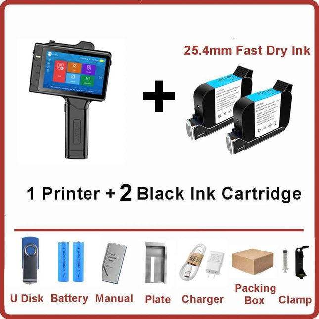 WILLITA S10 25.4mm Portable Handheld Inkjet Printer Print Gun Expire Date Serial Number Logo Coding Machine Business Printer