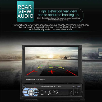 Hikity Car Radio 1DIN 7 inch HD Retractable Touch Screen MP5 Multimedia Player BT FM SD EQ USB AUX Stereo Audio Remote Control