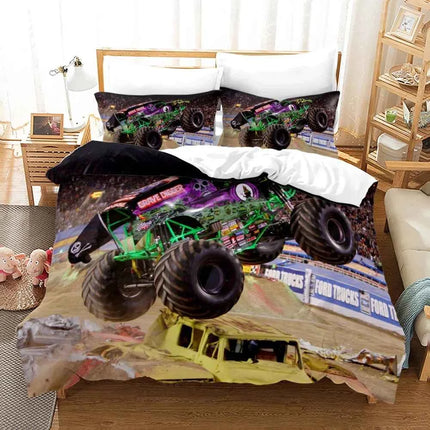 M-Monster Jam Bedding Set Single/Twin/Full/Queen/King Size Monster Jam F-F1 Bed Set Aldult Kid Bedroom Duvetcover Sets 3D Anime