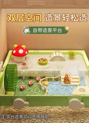 Hamster cage special oversized luxury villa golden bear wintering double-layer transparent basic cage flower branch mouse feedin