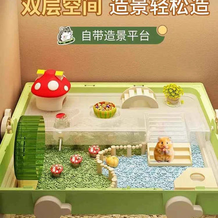 Hamster cage special oversized luxury villa golden bear wintering double-layer transparent basic cage flower branch mouse feedin