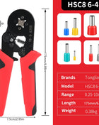 Mini HSC8 6-4/6-6 Ferrule Crimping Pliers (0.25-10mm²/0.25-6mm²) for Electrical Connection Repair