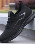 Men's Lightweight Breathable Knit Sneakers Non-Slip Basketball Running Training Shoes Black White Sports Shoes PU Sole